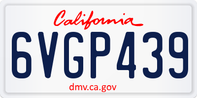 CA license plate 6VGP439