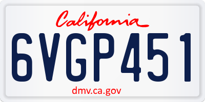 CA license plate 6VGP451