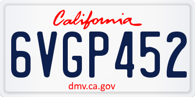 CA license plate 6VGP452
