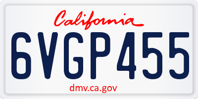 CA license plate 6VGP455