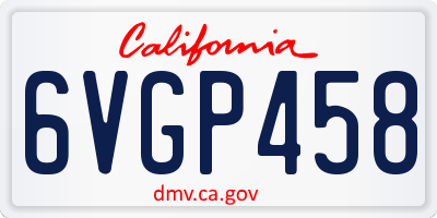 CA license plate 6VGP458
