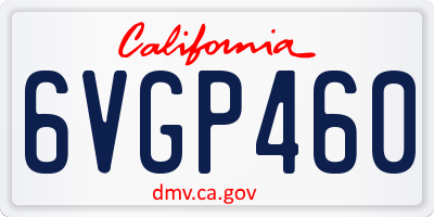 CA license plate 6VGP460