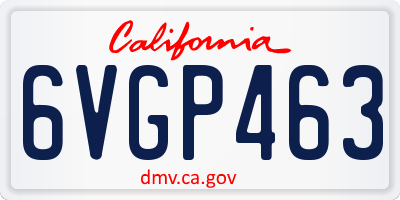 CA license plate 6VGP463