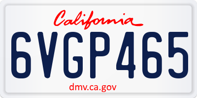 CA license plate 6VGP465