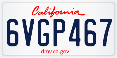 CA license plate 6VGP467