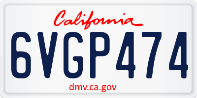 CA license plate 6VGP474