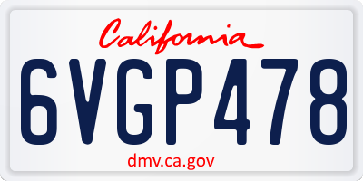 CA license plate 6VGP478