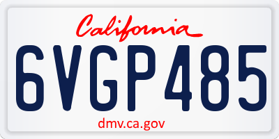 CA license plate 6VGP485