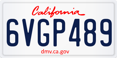 CA license plate 6VGP489