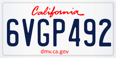 CA license plate 6VGP492