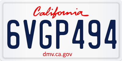 CA license plate 6VGP494