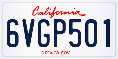 CA license plate 6VGP501