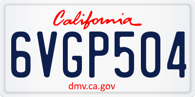 CA license plate 6VGP504