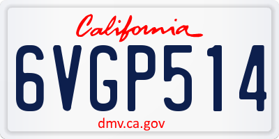CA license plate 6VGP514