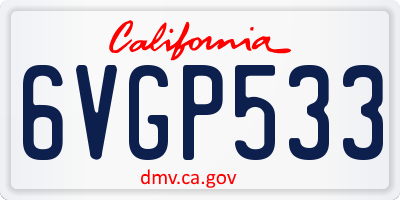 CA license plate 6VGP533