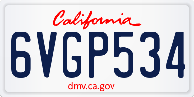 CA license plate 6VGP534