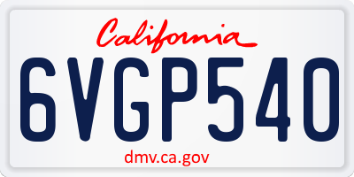 CA license plate 6VGP540