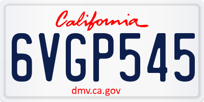 CA license plate 6VGP545