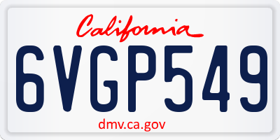 CA license plate 6VGP549