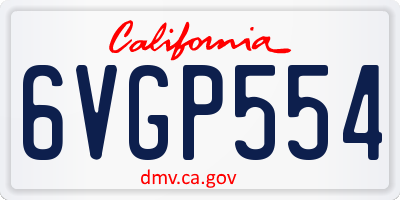 CA license plate 6VGP554