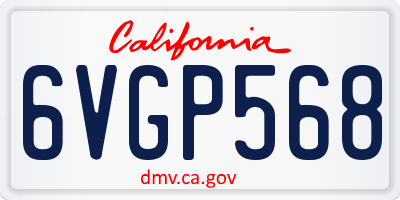 CA license plate 6VGP568