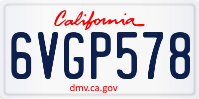CA license plate 6VGP578