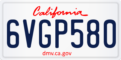 CA license plate 6VGP580