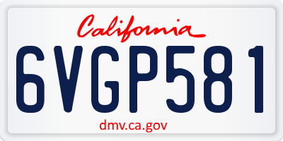 CA license plate 6VGP581