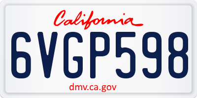 CA license plate 6VGP598