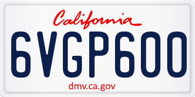 CA license plate 6VGP600