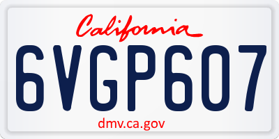 CA license plate 6VGP607