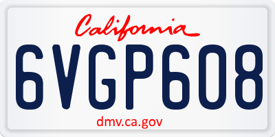 CA license plate 6VGP608