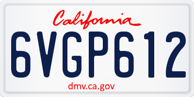 CA license plate 6VGP612