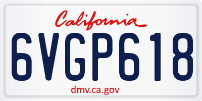 CA license plate 6VGP618
