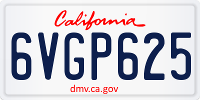 CA license plate 6VGP625