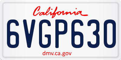 CA license plate 6VGP630