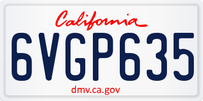 CA license plate 6VGP635