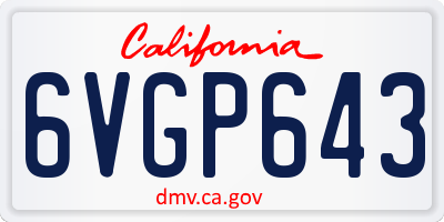 CA license plate 6VGP643