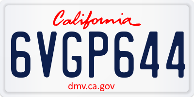CA license plate 6VGP644