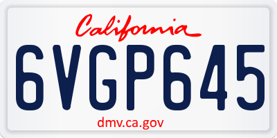 CA license plate 6VGP645