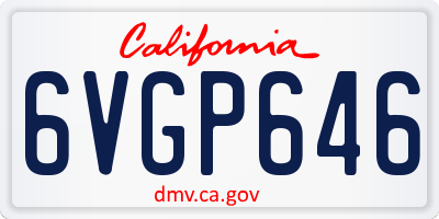 CA license plate 6VGP646
