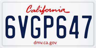 CA license plate 6VGP647