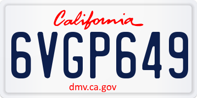 CA license plate 6VGP649