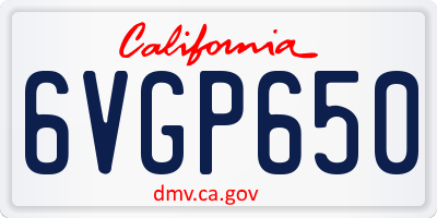 CA license plate 6VGP650