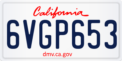 CA license plate 6VGP653