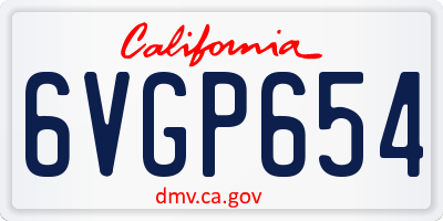 CA license plate 6VGP654