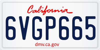 CA license plate 6VGP665