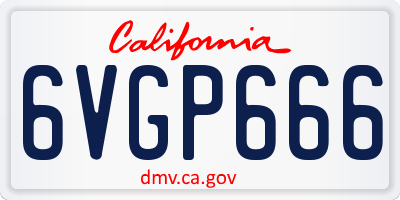 CA license plate 6VGP666