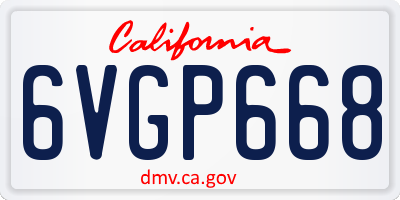 CA license plate 6VGP668