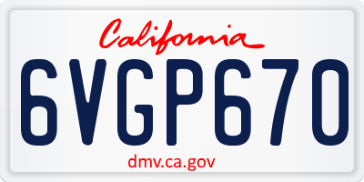 CA license plate 6VGP670